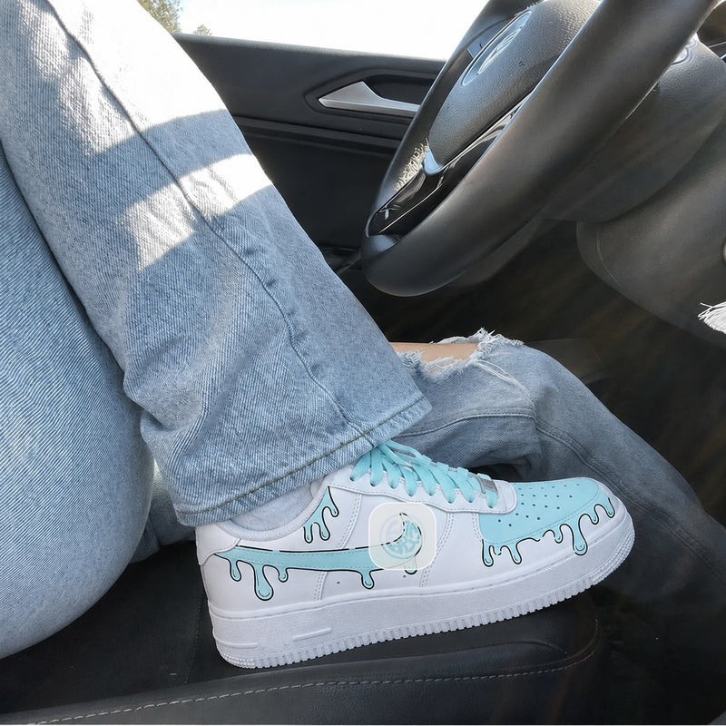 Ocean Ink – Blue Watercolor Custom Sneakers | LAM ART Wearable Art