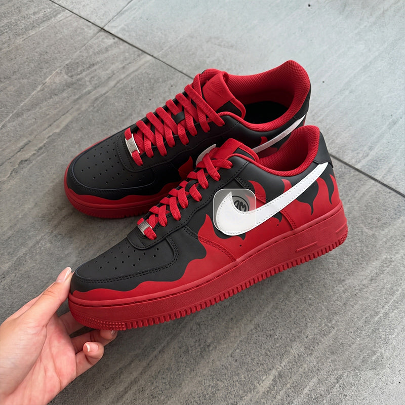 Crimson Flame Custom Sneakers | Hand Painted by LAM ART