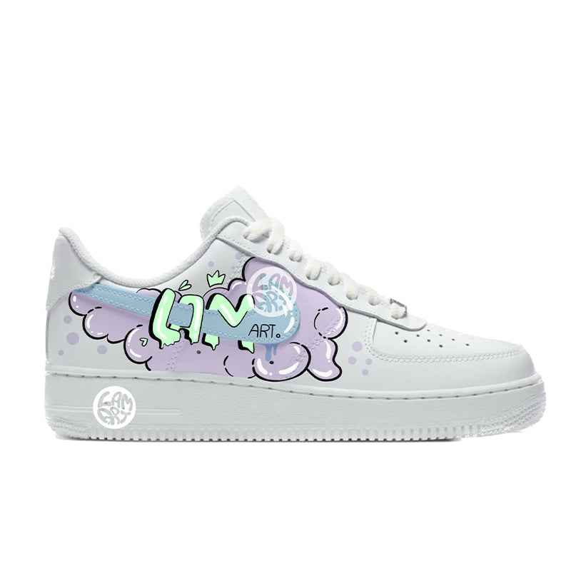 Pastel Riot – Graffiti Bubble Letter Custom Sneakers | LAM ART Original