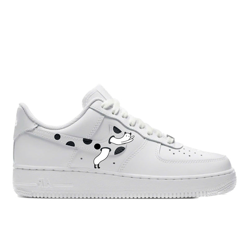 Lucky Moo – Kawaii Cat Line Art Custom Sneakers | Hand Painted by LAM ART