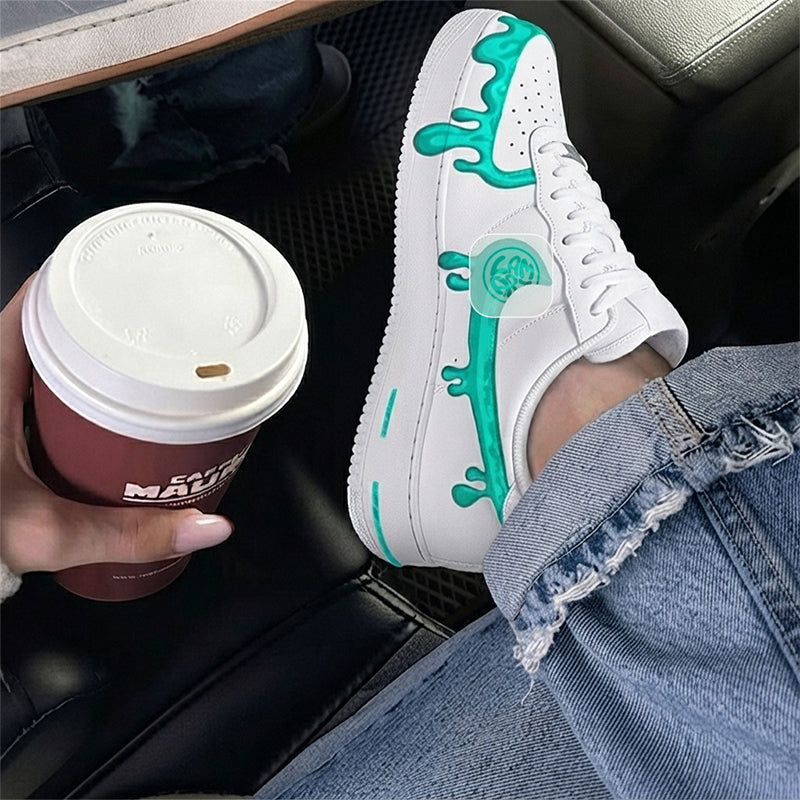 Turquoise Tide – Ombre Fade Custom Sneakers | Hand Painted by LAM ART