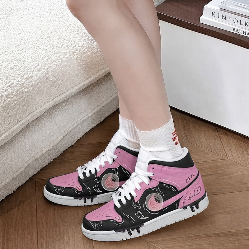 Midnight Bloom – Heart Custom Sneakers | Hand Painted by LAM ART